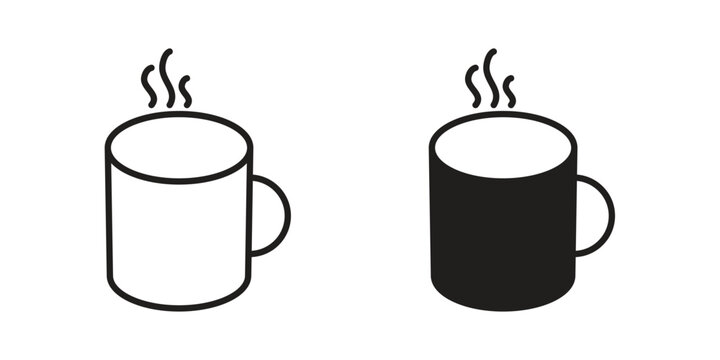 Mug icon for mobile application, button and website design.
