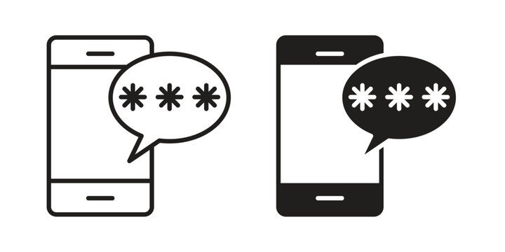 Otp sms password icon for mobile application, button and website design.