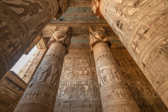 Interior of Hathor temple in Dendera, Qena, Egypt