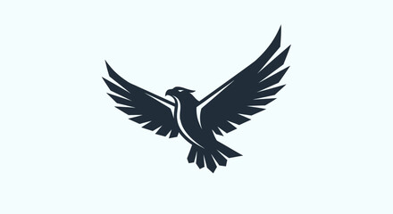 Obraz premium Black bird in flight wings spread.