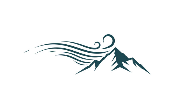 Mountain range with windy illustration.
