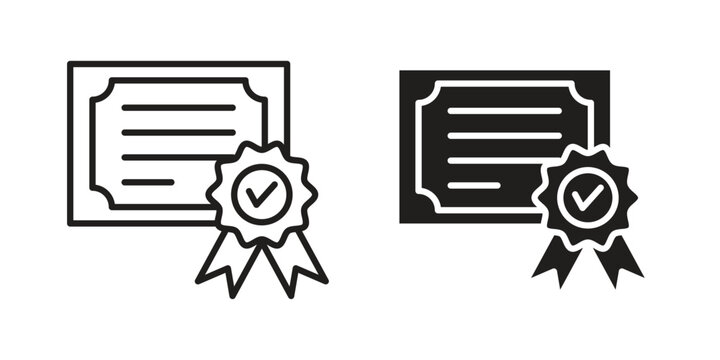 Qualification icon for mobile application, button and website design.