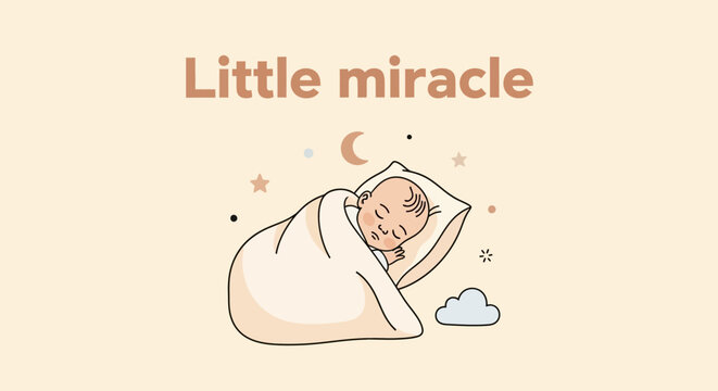 Sleeping Baby Wrapped in Blanket.