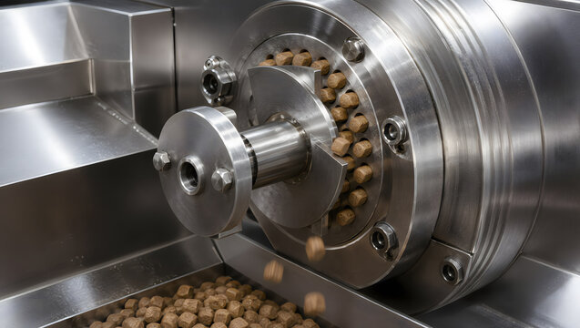 Pet food extrusion process with kibble cutting machine