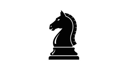 Black chess knight piece closeup profile. © dimas