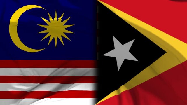Malaysia And Timor Leste Flag Waving in Slow Motion Loop Animation