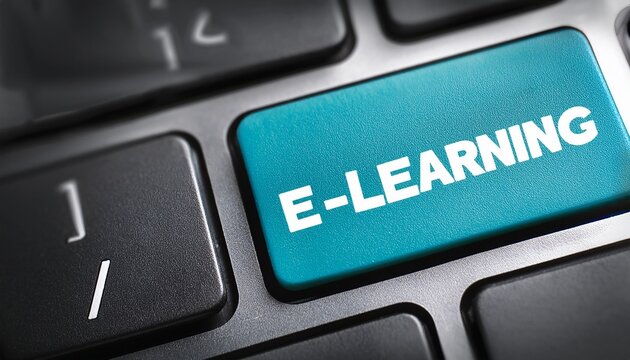 teal e learning key on a computer keyboard e learning technology