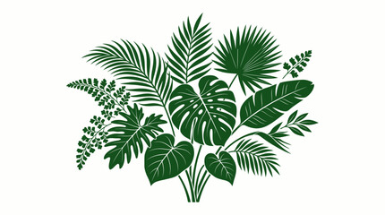 Collection of various green tropical leaves. © Bilal