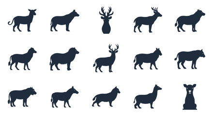 Silhouettes of various wild animals standing. © Bilal