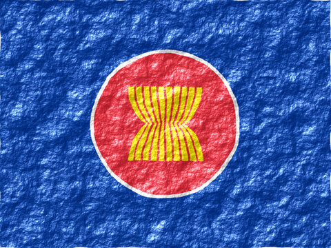 ASEAN Flag with Rough And Glossy Surface - SVG Vector Illustration
