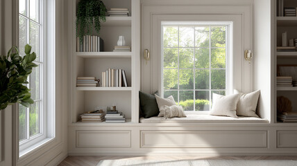 Fototapeta premium minimal window seat in a bright interior