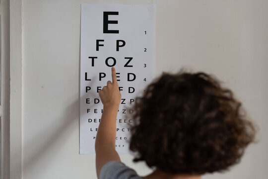 Vision test eye chart examination.