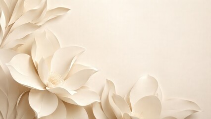 Fototapeta premium Atmospheric Creamy White Paper Magnolia Flowers on Neutral Background