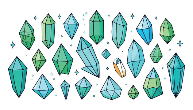 Collection of various crystal shapes.