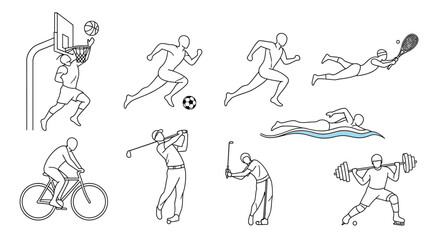 Fototapeta premium Various sports icons and athletes in action.