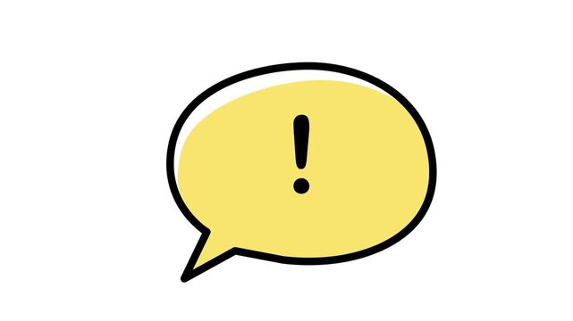 animated cartoon speech bubble with floating exclamation mark 