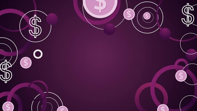 Abstract finance background with dollar symbols animation