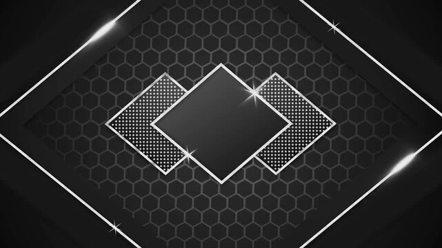 Abstract geometric background with hexagon pattern diamond frames and glowing lines for luxury technology design animation