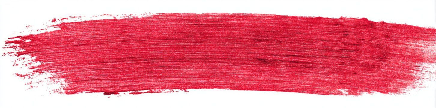 A thick, textured red brushstroke with visible pigment striations