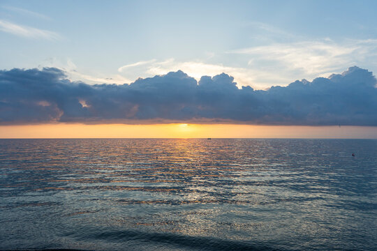 Beautiful sunset over the sea. Evening sea landscape.