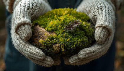 Fototapeta premium Bright green moss spreading across a rough gray stone, adding a vibrant touch of nature to the rugged surface.