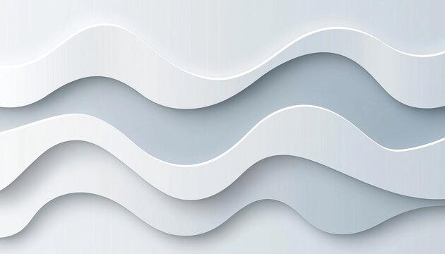 Elegant and Serene 3D Abstract Background with Curved White Layers for a Minimalist Design Aesthetic