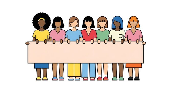 Celebrating international friendship day diverse group of women seated together at a table illustration