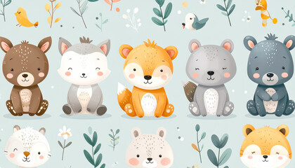 Fototapeta premium Tiere, Kindermotiv, Kindertapete 