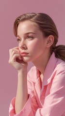 Fototapeta premium Pensive young person in candid moment for lifestyle stock photography