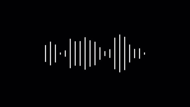 audio wave animation isolated on transparent background, audio wave or frequency digital animation, abstract music sound wave or audio wave from with alpha channel in 4k.