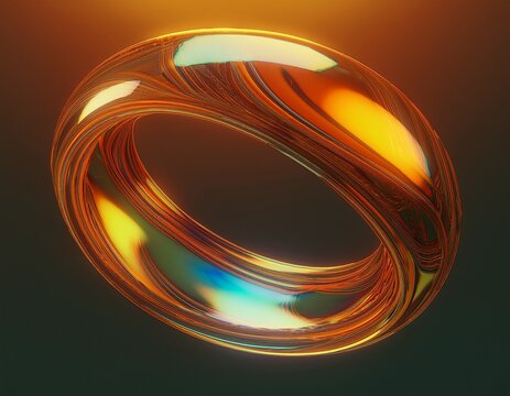 glass torus macro warm iridescent chromatic dispersion abstract background 3d render
