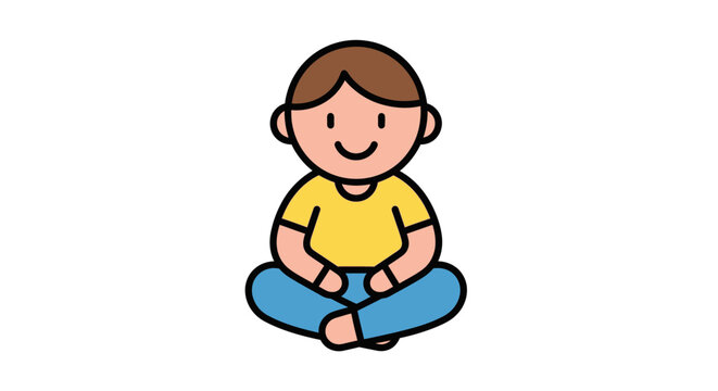 Smiling Boy Sitting Cross Legged.