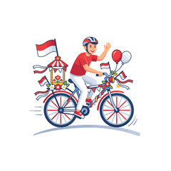 Naklejka premium boy riding bicycles