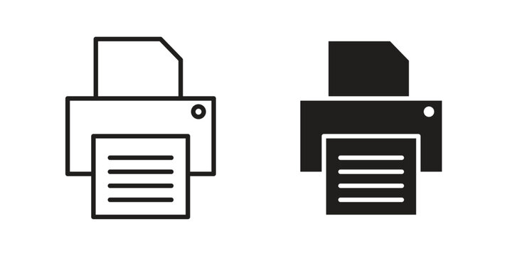 Print icon symbol. Vector outline drawing. Editable stroke.