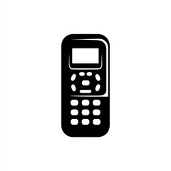 Obraz premium Black silhouette of a vintage mobile phone with screen and keypad