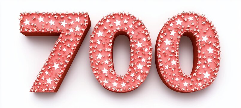 Colorful Pastel 700 Number Isolated on a White Background for Birthday Celebration and Events