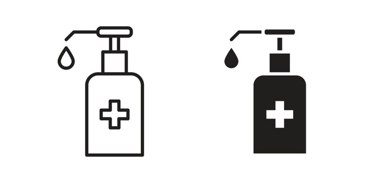 Sanitizer icon symbol. Vector outline drawing. Editable stroke.
