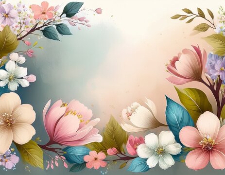 beautiful spring floral blossom border