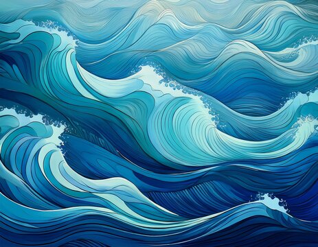 sea waves blue pattern background