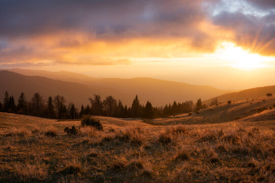 Dramatic mountain landscape on m. Mic - Romania