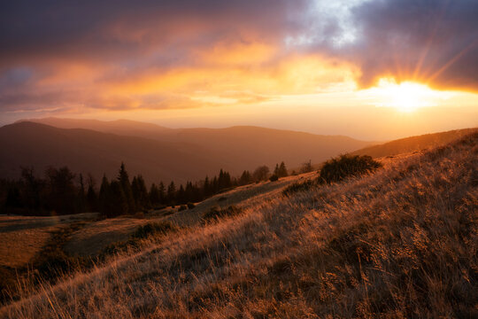 Dramatic mountain landscape on m. Mic - Romania