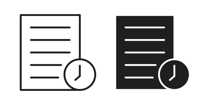 Timesheet icon symbol. Vector outline drawing. Editable stroke.
