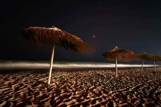 Vama Veche - Romania beach, at night, during a lunar eclipse