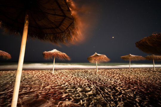 Vama Veche - Romania beach, at night, during a lunar eclipse
