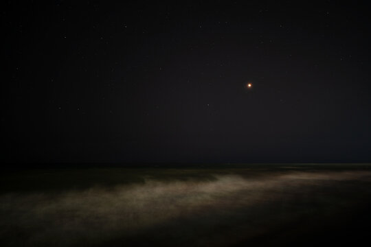 Vama Veche - Romania beach, at night, during a lunar eclipse