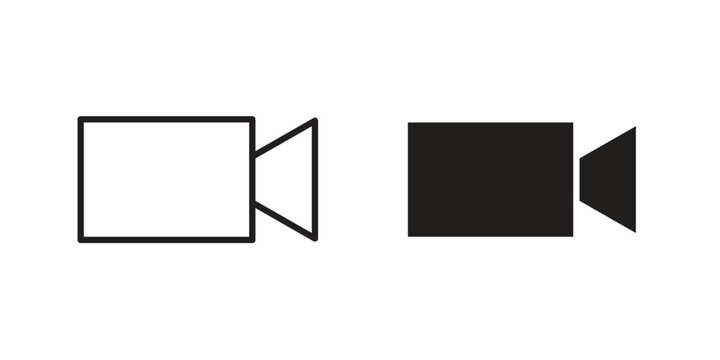Video call icon symbol. Vector outline drawing. Editable stroke.