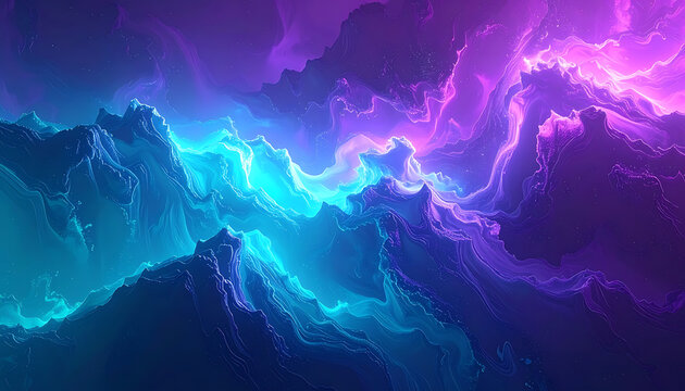 Cosmic nebula cloud with glowing cyan and violet ethereal energy waves and particles
