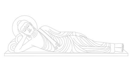 Obraz premium Reclining Buddha Line Art Illustration