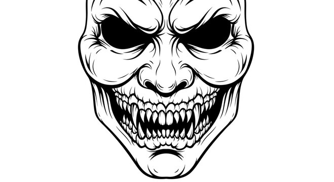 Scary Demon Mask Vector Illustration
