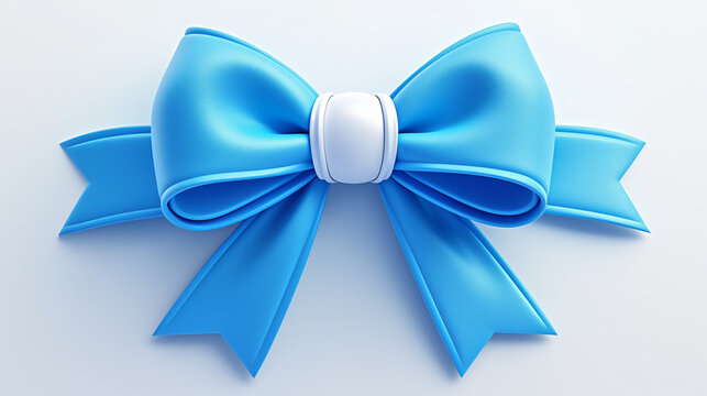 3D blue bow tie isolated on white background